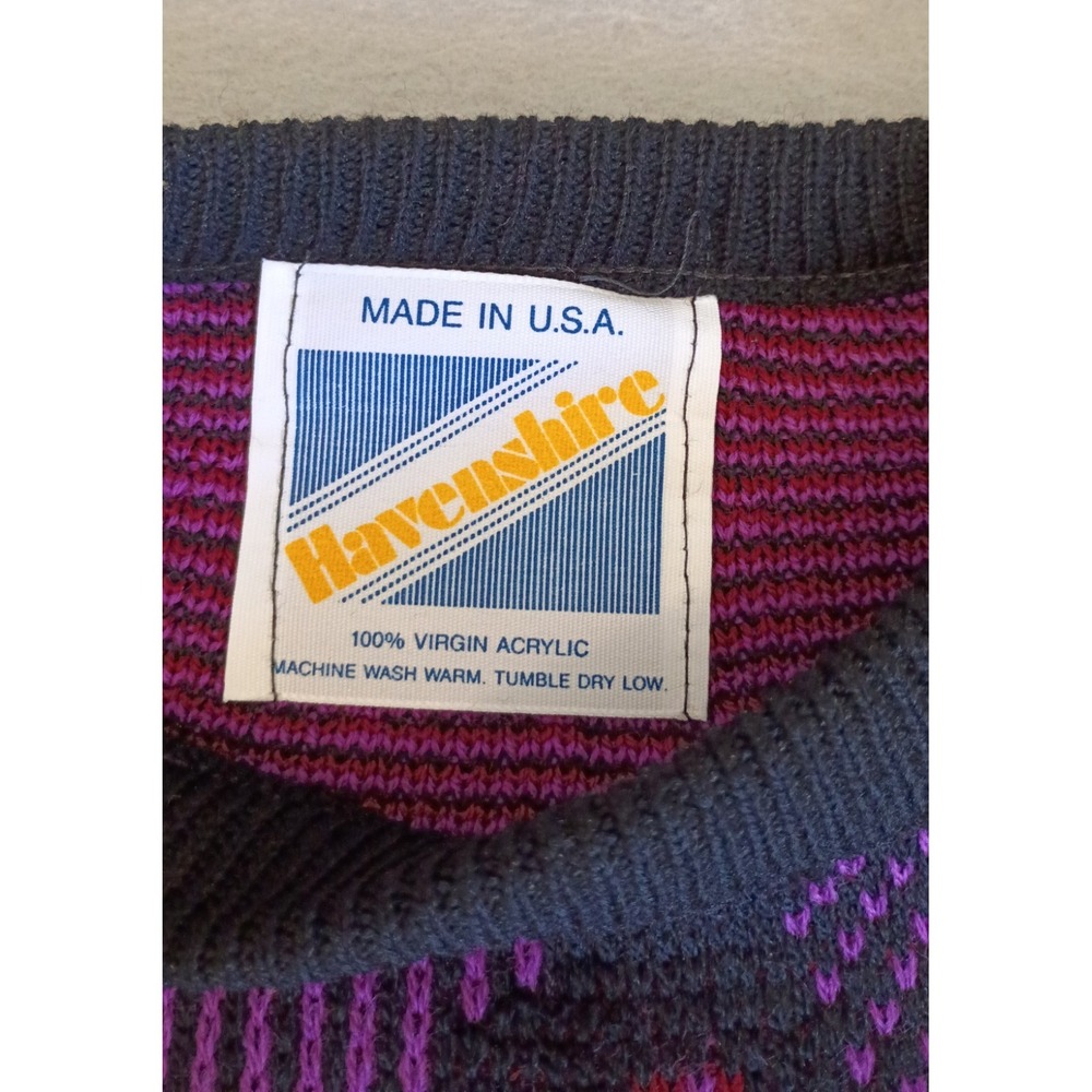 Vtg Womens Havenshire Patterned Acrylic Knit Sweater Made In USA Size 12? 90s - Picture 3 of 10